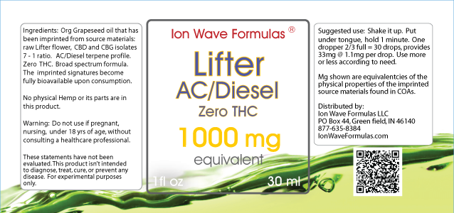 Lifter Flower ACDiesel Formula Label